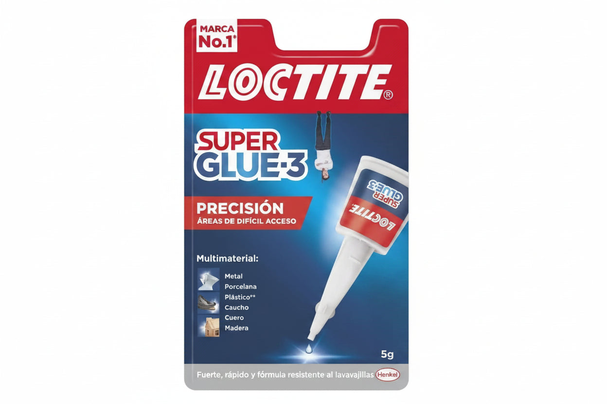 Loctite Super Glue-3 Precisión, pegamento transparente de máxima precisión, pegamento instantáneo triple resistente, adhesivo universal con goteo fácil de regular, 1x5 g
