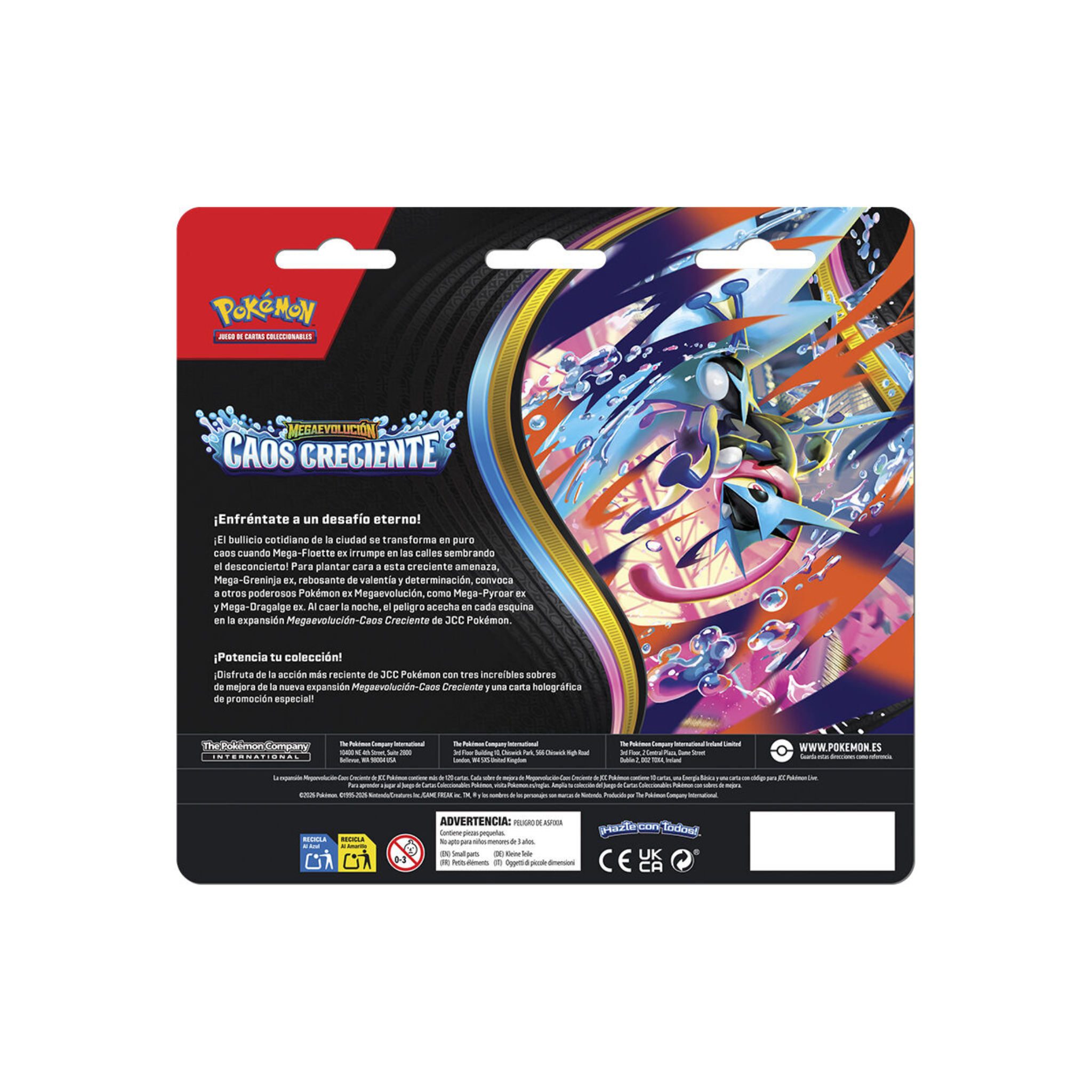Blister 3 sobres cartas Caos Creciente Megaevolucion Pokemon español