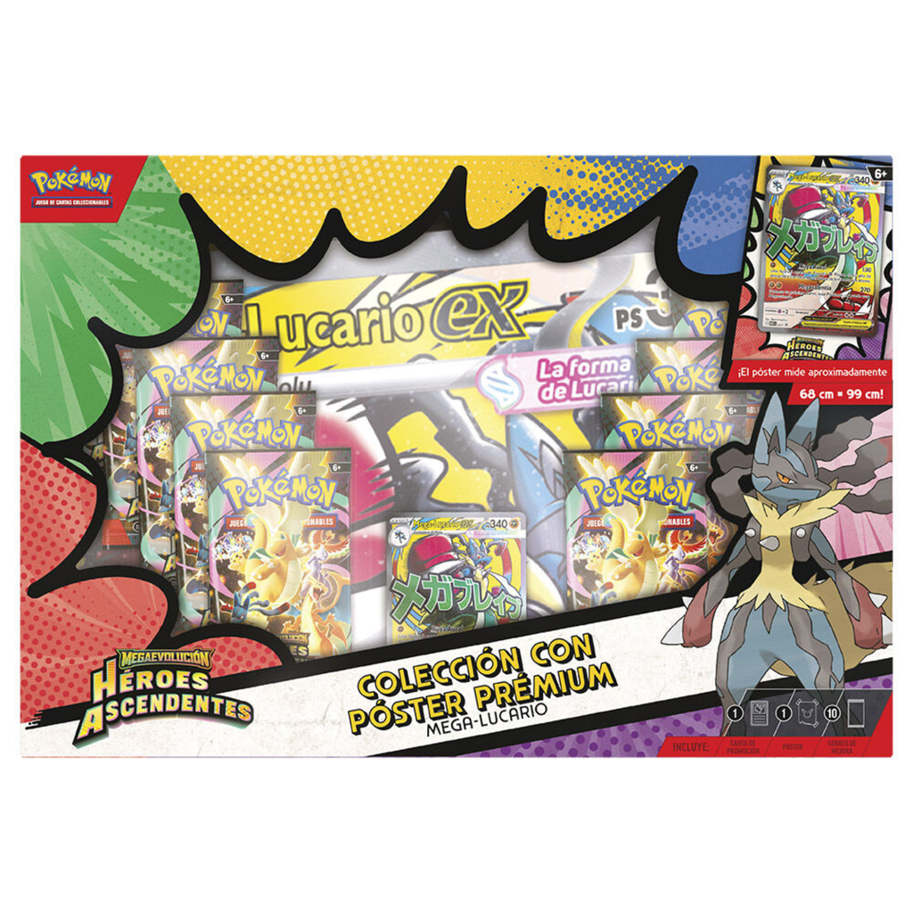 Pokémon TCG: Colección con Póster Prémium Mega-Lucario ex — Héroes Ascendentes