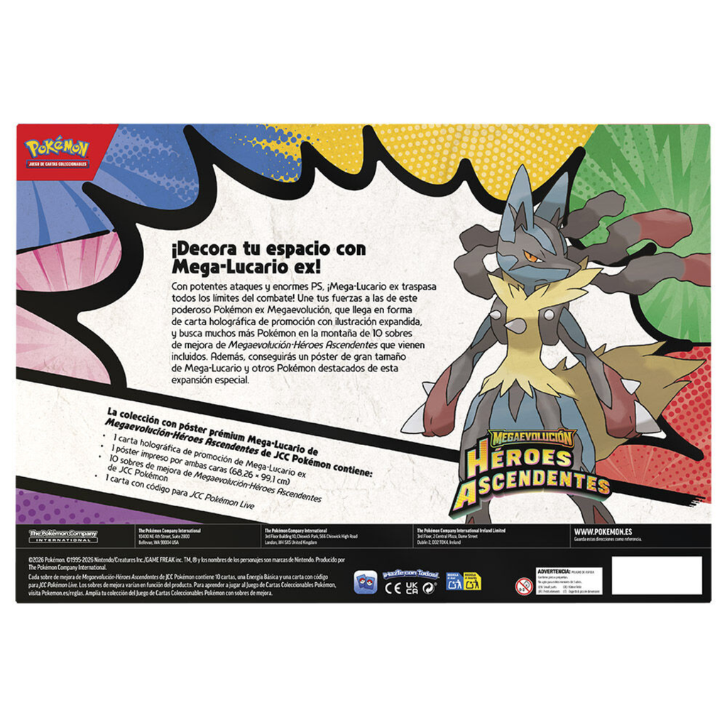 Pokémon TCG: Colección con Póster Prémium Mega-Lucario ex — Héroes Ascendentes