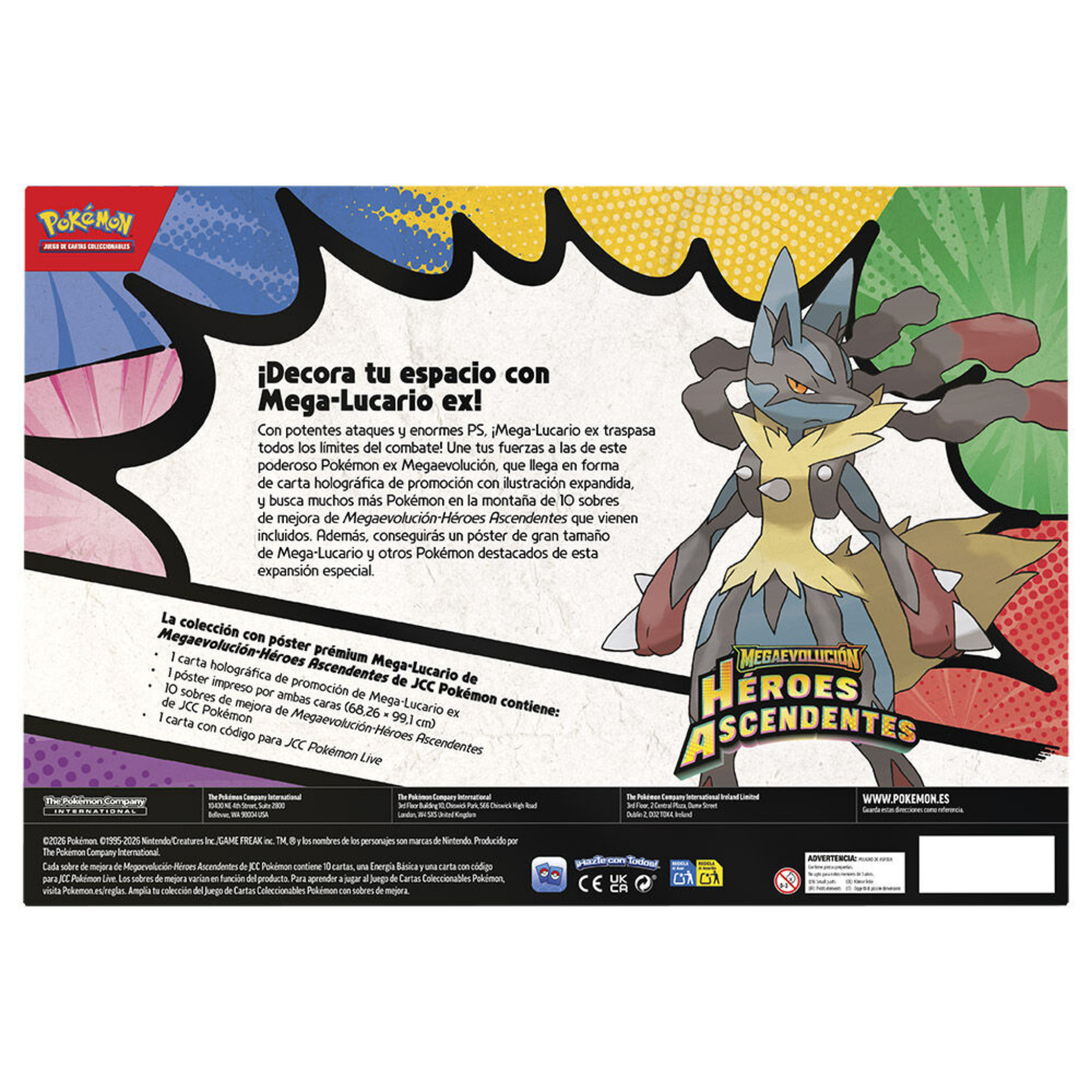 Pokémon TCG: Colección con Póster Prémium Mega-Lucario ex — Héroes Ascendentes