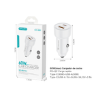 Cargador de Coche Carga Rápida CC-3201 | USB QC 30W + Type-C 30W | 60W Total