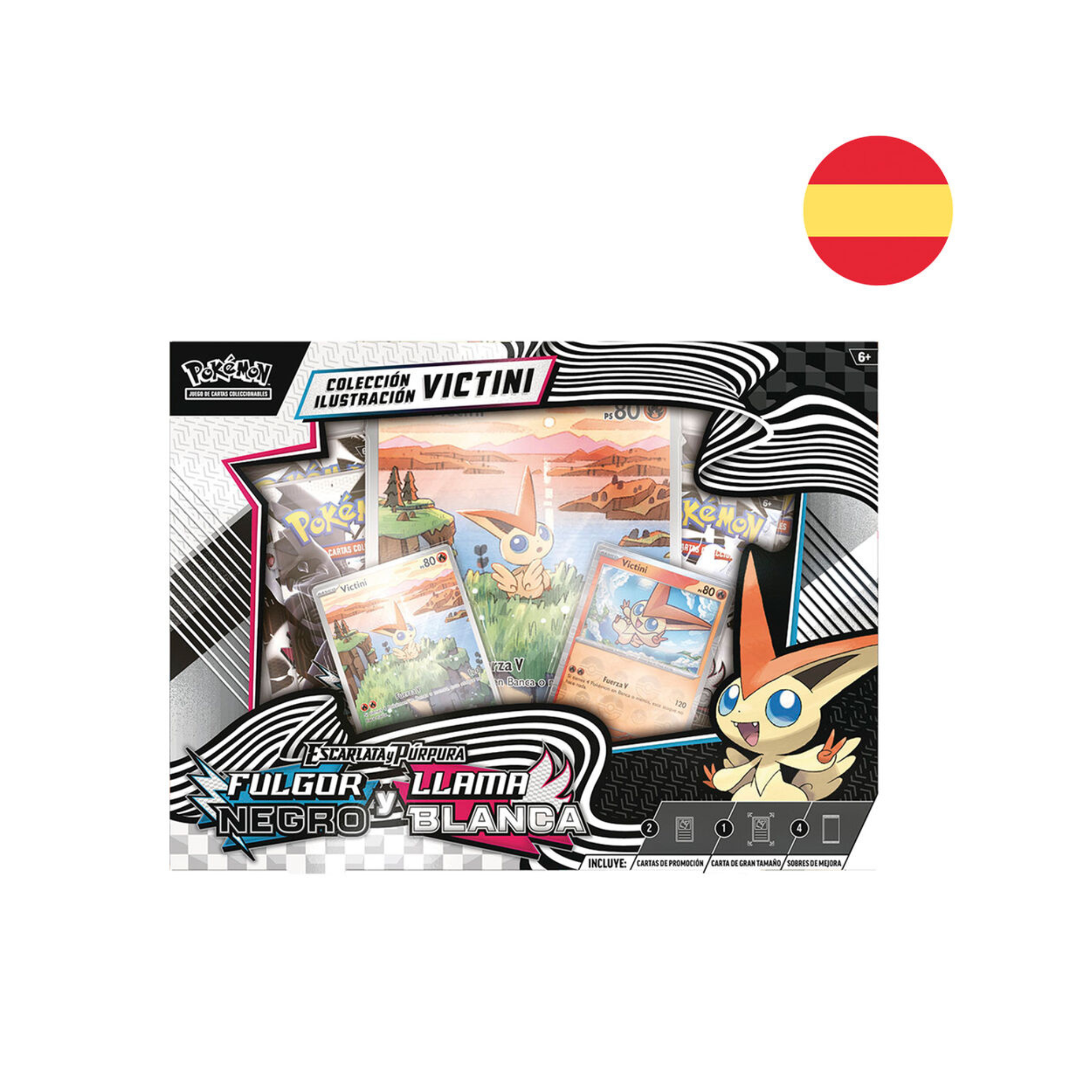 Blister cartas Victini Fulgor Negro y Llama Blanca Pokemon español