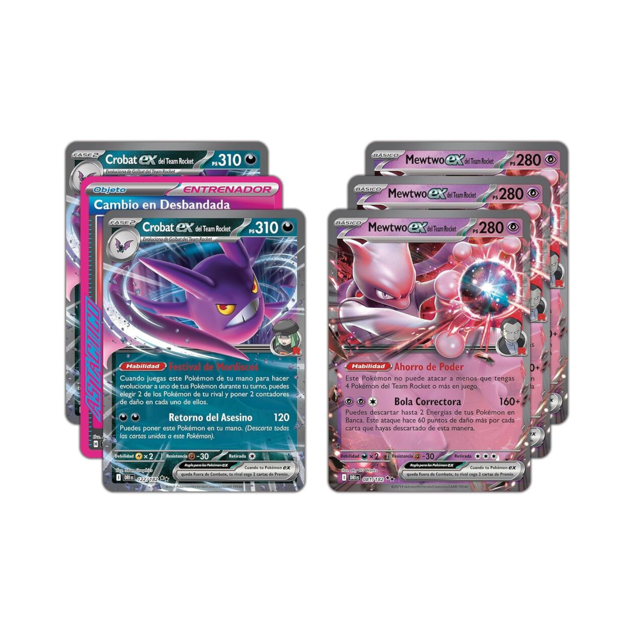 Blister cartas League Battle Deck Team Rockets Mewtwo Ex Pokemon Latino