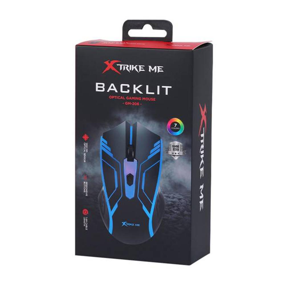 Xtrike Me GM-206 Ratón Óptico Gaming Backlit 7 Colores 1200 DPI Cable 1.4m USB