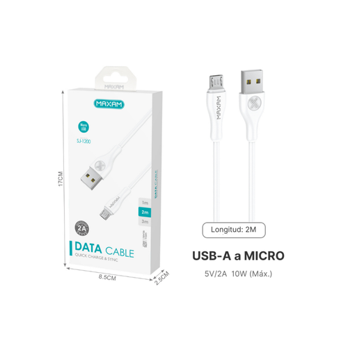 Cable Micro USB | 2A Carga Rápida | 1m, 2m, 3m | Blanco
