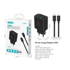TZ-5201I Pack Cargador Rápido 25W PD/USB Doble Puerto con Cable Type-C a Lightning 1m 30W