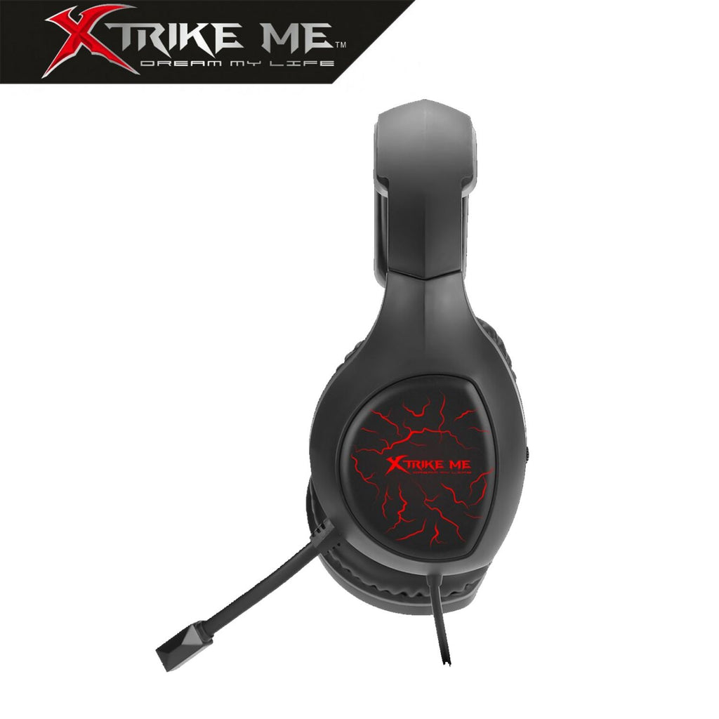 Xtrike Me GH-710 Auriculares Gaming con LED Rojo Efecto Rayos y Micrófono | Negro y Rojo