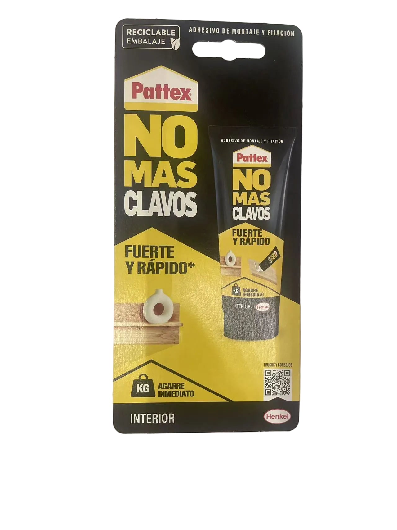 Pattex No Más Clavos Original, adhesivo de montaje resistente, pegamento extrafuerte para madera, metal y más, adhesivo blanco instantáneo, 1 tubo x 100 g
