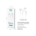 Auriculares Estéreo con Micrófono EJ-01018M | Jack 3.5mm | Cable 1.2m | Negro y Blanco