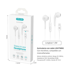 EJ-01018MI Auriculares con Cable y Micrófono – Estéreo, Altavoz Magnético, 1,2 m