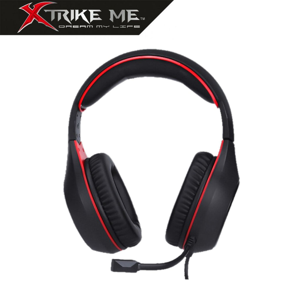 Xtrike Me GH-710 Auriculares Gaming con LED Rojo Efecto Rayos y Micrófono | Negro y Rojo