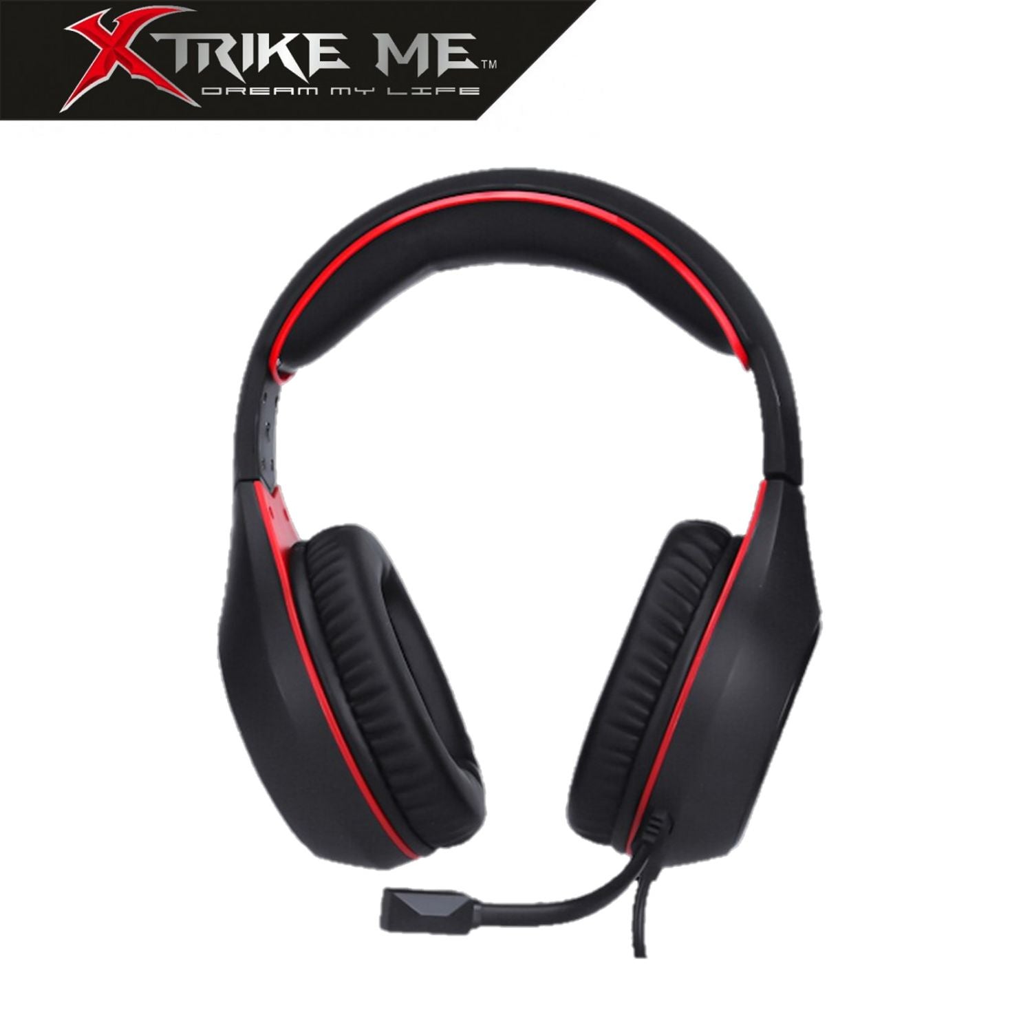 Xtrike Me GH-710 Auriculares Gaming con LED Rojo Efecto Rayos y Micrófono | Negro y Rojo