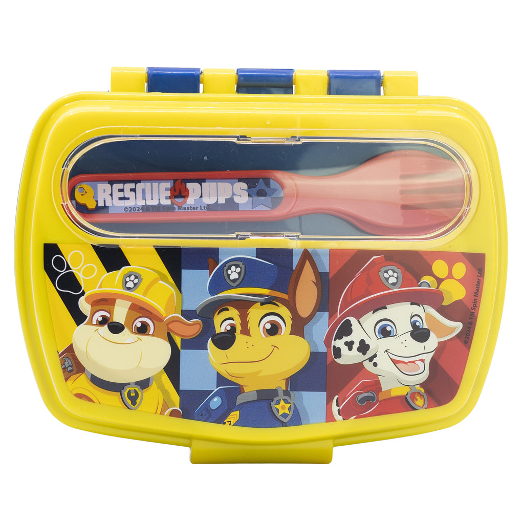 STOR SANDWICHERA RECTANGULAR CON CUBIERTOS PAW PATROL BOY RESCUE PUPS