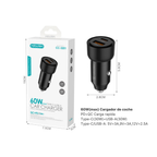 Cargador de Coche Carga Rápida CC-3201 | USB QC 30W + Type-C 30W | 60W Total
