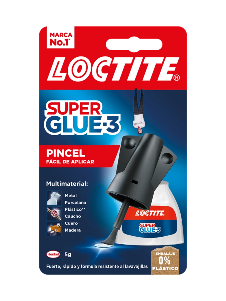 Loctite Super Glue-3 Pincel, pegamento transparente con pincel aplicador, adhesivo universal de triple resistencia, con fuerza instantánea y de fácil uso, 1x5 g