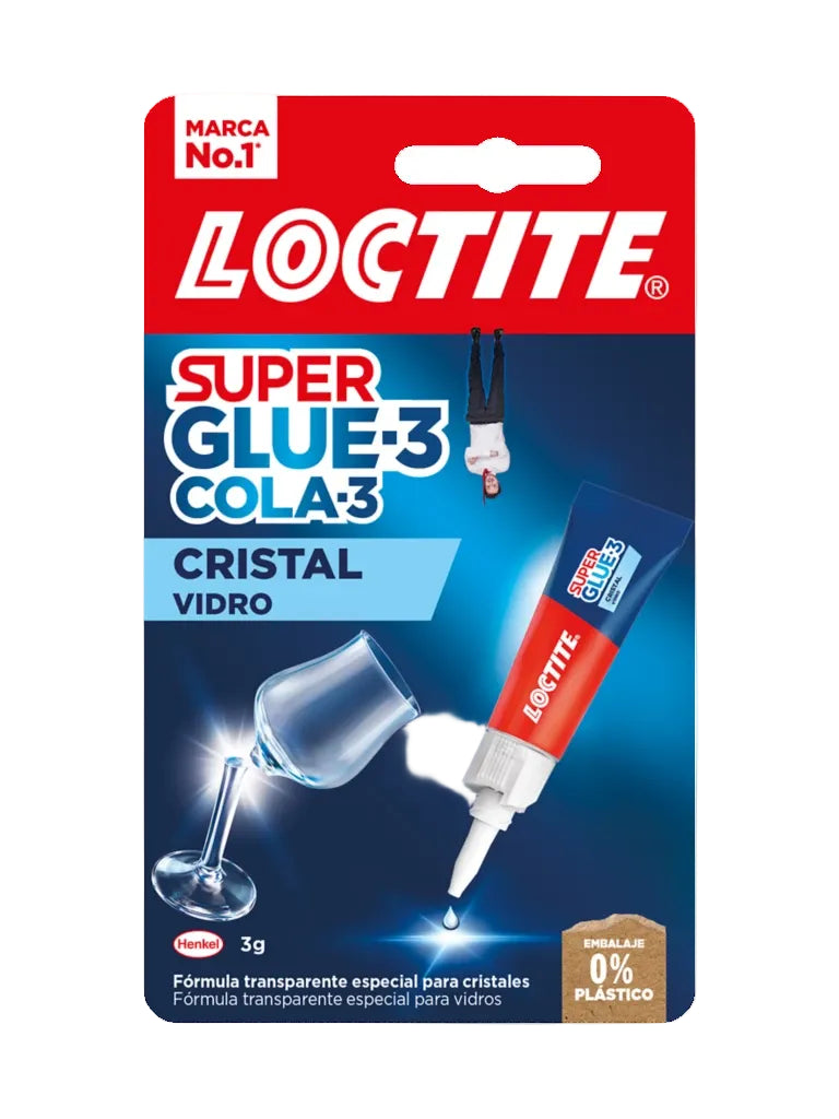 Loctite Super Glue-3 Cristal, adhesivo para cristal resistente al agua, pegamento instantáneo especial para cristales, pegamento transparente y extrafuerte, 1x3 g