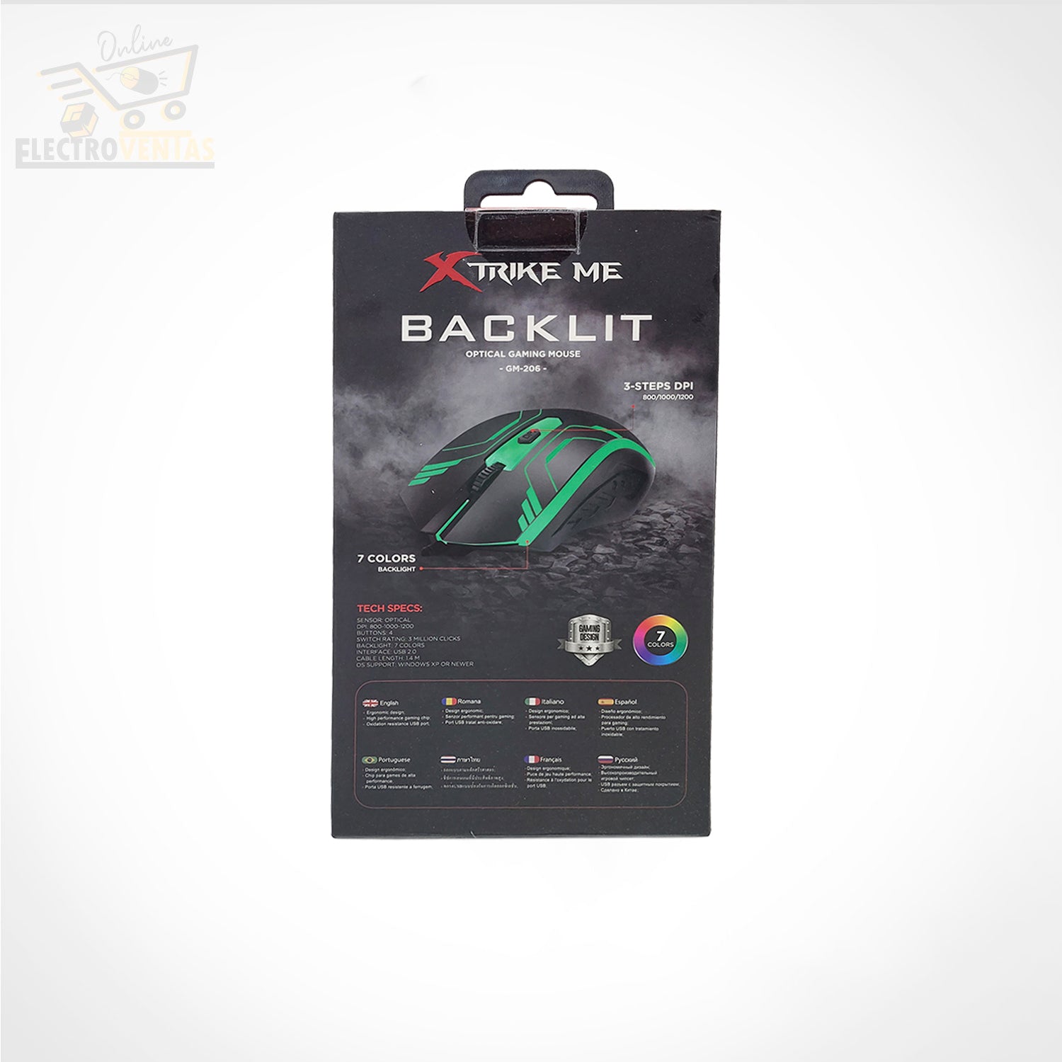 Xtrike Me GM-206 Ratón Óptico Gaming Backlit 7 Colores 1200 DPI Cable 1.4m USB